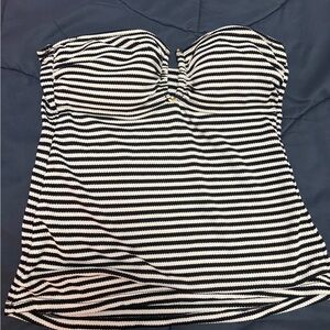 Striped Black and White Strapless Top